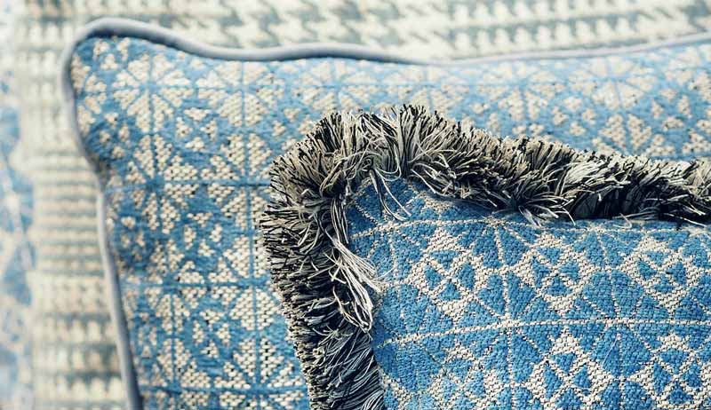 fabrics interior mountain cushions blue